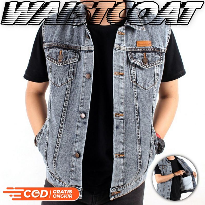 เสื้อกั๊กแจ็คเก็ตยีนส์ VEST Men กางเกงยีนส์ VEST Denim VEST เสื้อแขนกุดกางเกงยีนส์ VEST Men REAL PIC