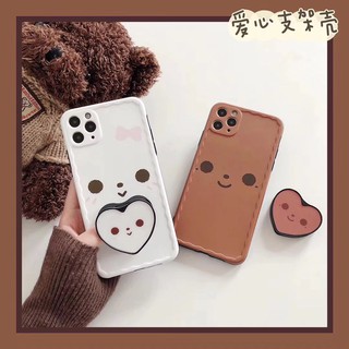 11 promax เคสไอโฟน iPhone case เคสนิ่ม เนื้อซิลิโคน for iPhone X XS MAX XR  7+ 8PLUS full cover ไอริงหน้าน้ำตาล TPU-R136