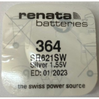 ถ่านกระดุม Renata เบอร์ SR621SW , 364 , 621 ,ไร้สารปรอท จำนวน 1ก้อน