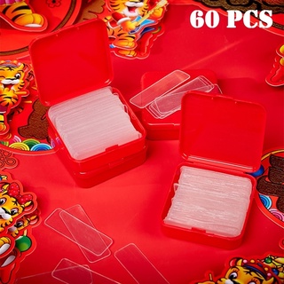 60 ชิ้น / กล่อง ครัวเรือน PVC ใส สองด้าน สติกเกอร์กาว / นํากลับมาใช้ใหม่ได้ กันน้ํา ตัดได้ ถอดออกได้ ไม่ทิ้งรอย เทปติดผนัง / สําหรับแก้ไข คู่ วอลล์เปเปอร์ ตะขอ รางปลั๊กไฟ