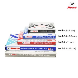 แท่นประทับตรา ตลับหมึกตรายาง ตราม้า สี ดำ / น้ำเงิน / แดง มีให้เลือก 4 ขนาด No.1 No.2 No.3 No.4