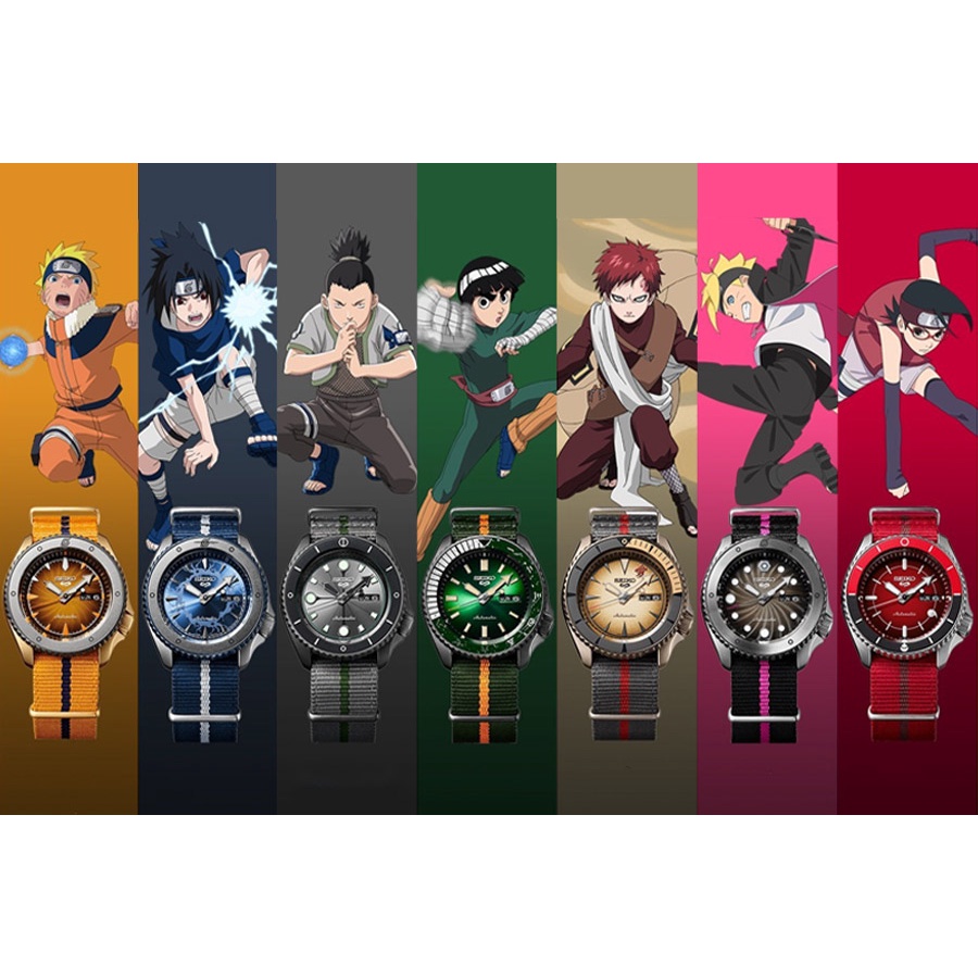 นาฬิกาข้อมือ SEIKO 5 Sports x Naruto &amp; Boruto Limited Edition Automatic Men's Watch (ขนาด 42.5 มม. สายผ้าไนลอน)