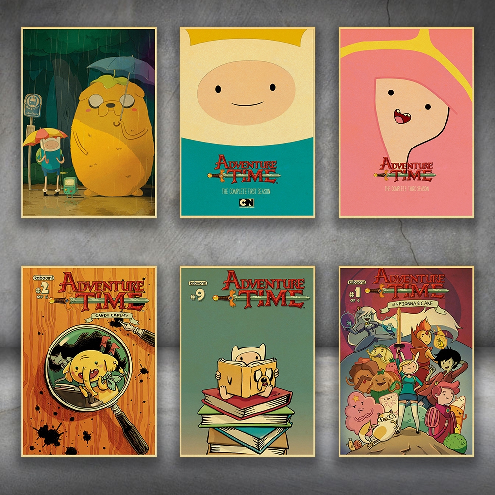 โปสเตอร์ภาพยนตร์การ์ตูน Adventure Time with Finn and Jake สไตล์เรโทรคลาสสิก