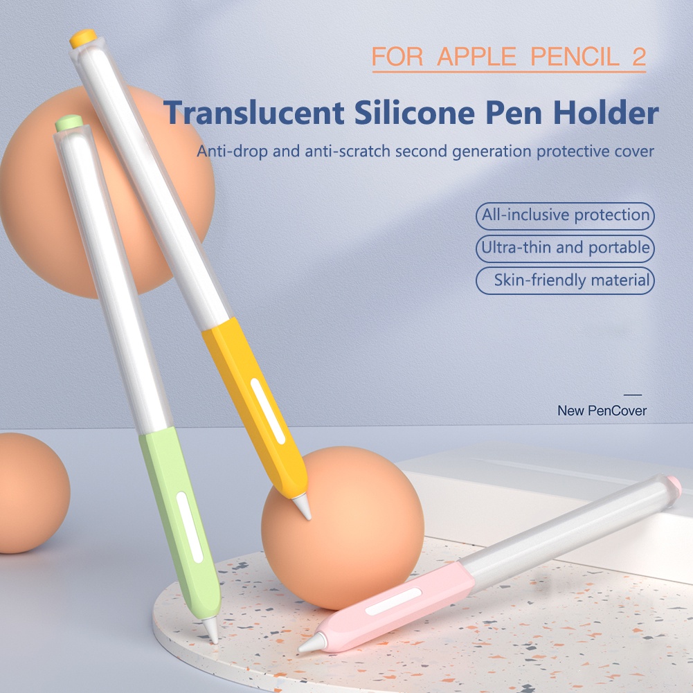 เคสปากกาสไตลัส โปร่งแสง แบบนิ่ม กันลื่น ป้องกันรอยขีดข่วน สําหรับ Apple Pencil 2
