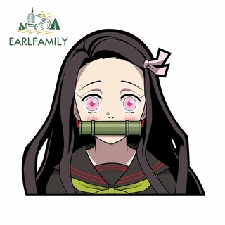 Earlfamily สติกเกอร์ไวนิล ลายการ์ตูนอนิเมะ Nezuko Peeker อเนกประสงค์ 13 ซม. x 11.8 ซม.