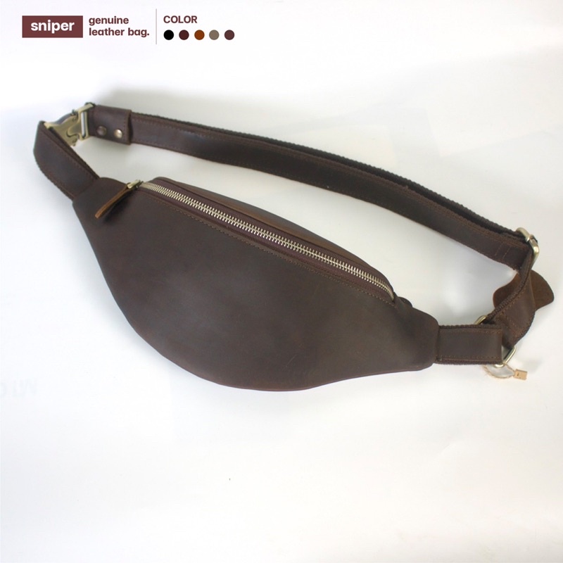 กระเป๋าคาดอกทรงวินเทจ หนังวัวแท้ Vintage Crossbody : Real Leather