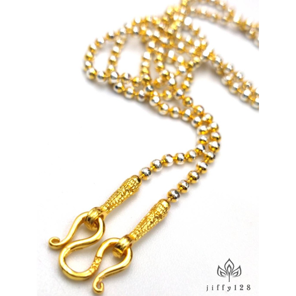 jewelryshop365 K418 สร้อยคอ 2 กษัตริย์ ลายเม็ดเงินตัดลายทรงกลม ยาว 20 นิ้ว ตะขอปั็ม 92.5% **ขนาด 2 มิล **