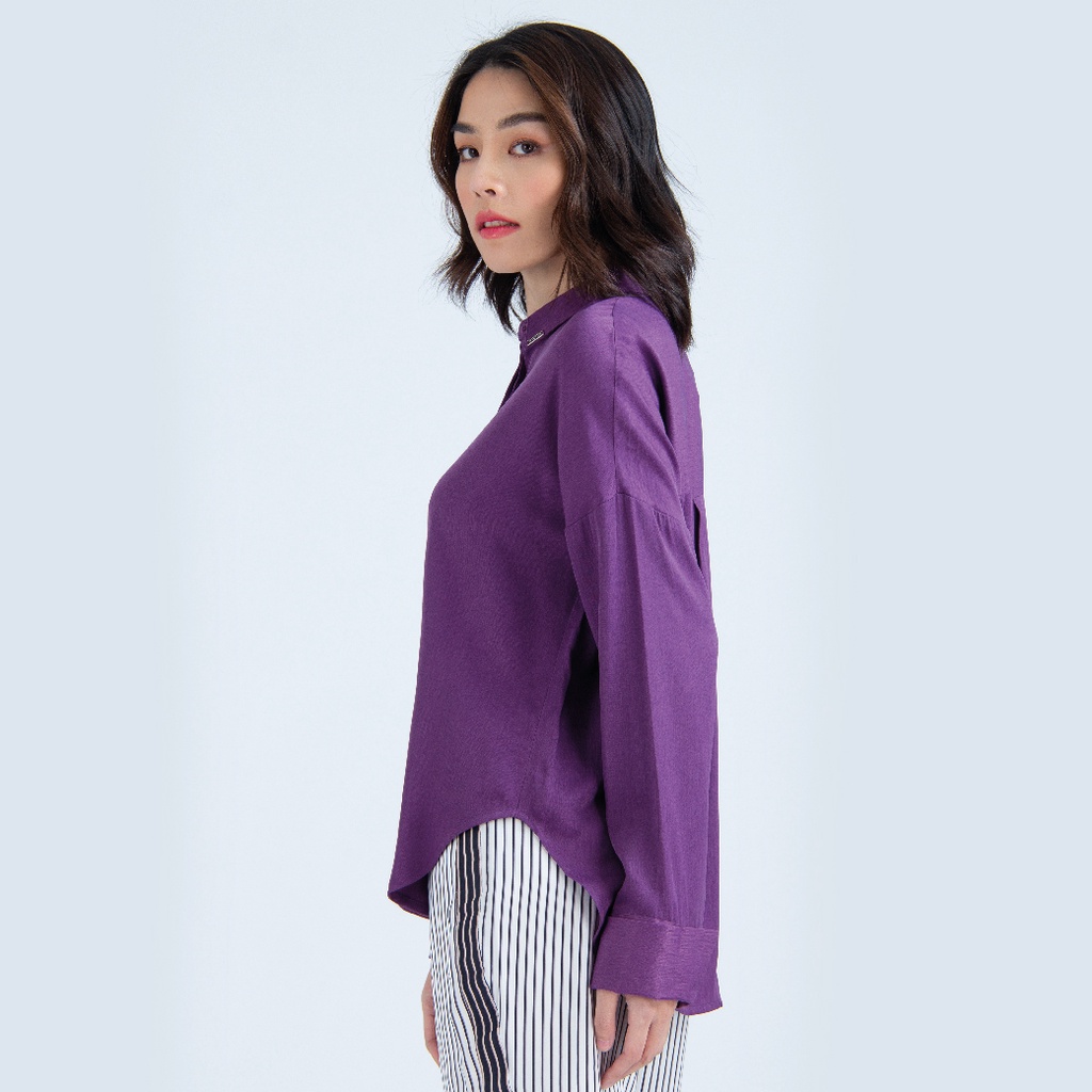 GSP Shirt เสื้อเชิ้ตแขนยาว สีม่วง ทรงโอเวอร์ไซส์ (PS2ODV)