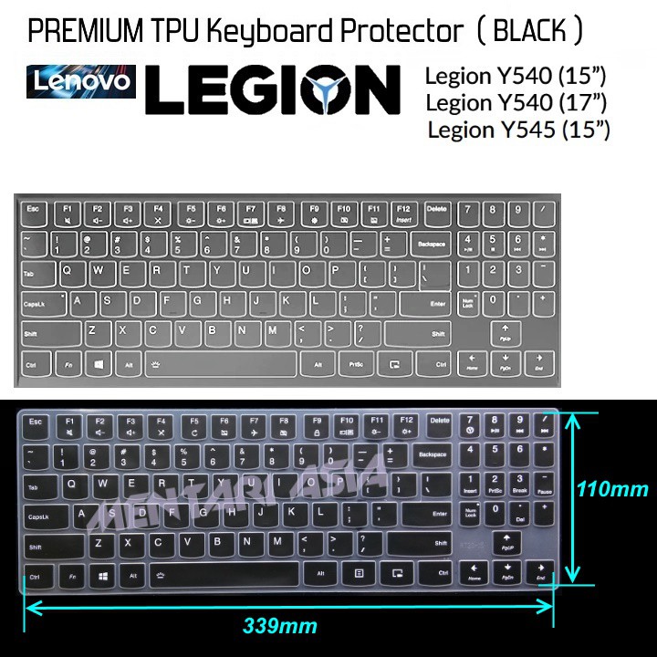 ตัวป้องกันคีย์บอร์ด Lenovo LEGION Y530 Y540 Y545 - พรีเมี่ยม TPU สีดํา