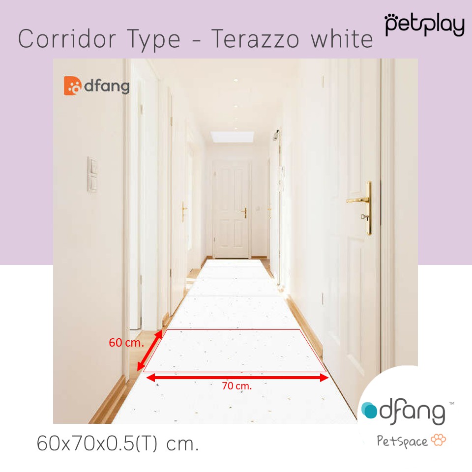 Dfang Pet Play Mat Corridor Type - Terazzo White แผ่นกันลื่นสำหรับสัตว์เลี้ยง non-slip mat ขนาด 60*7