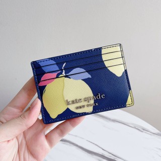 🌈 พร้อมส่ง📮  Kate Spade Cameron Lemon Zest Small Slim Card Holder WLRU6146