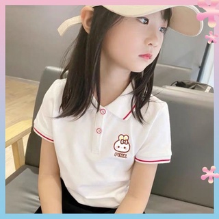 Girls polo shirt short-sleeved summer clothes 2022 new middle and large Children womens clothing summer little girl lapel T-shirt top t