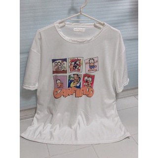 เสื้อยืดขาว ลายการ์ตูน อก40