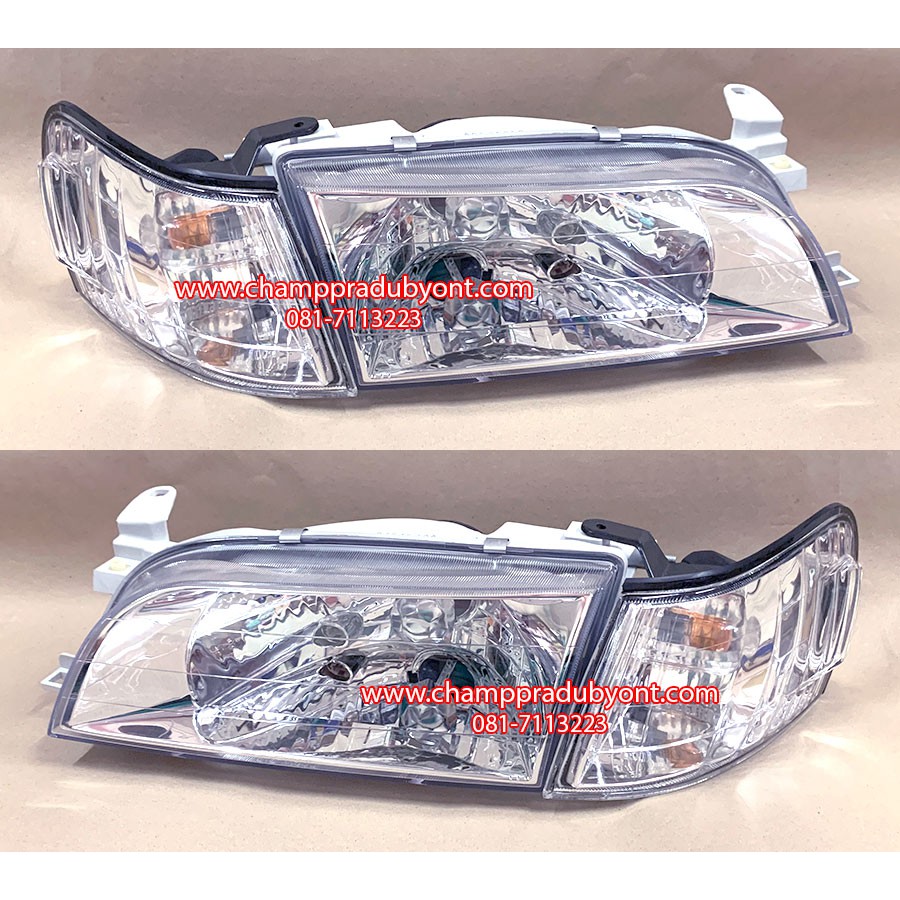 DEPO ไฟหน้าเพชร ไฟหน้าแต่ง TOYOTA COROLLA AE100 AE101 AE102 สามห่วง โคมขาว พร้อมไฟมุมเพชร