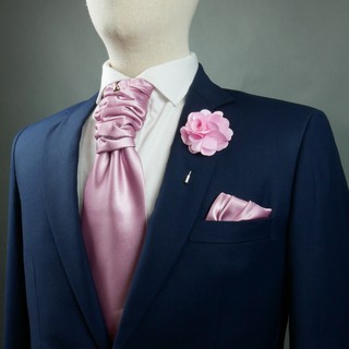 เซ็ทเนคไทคราวาทสีโรสโกลด์+ ผ้าเช็ดหน้าสูท +พิณ-Rosegold Necktie+ pocket square +pin