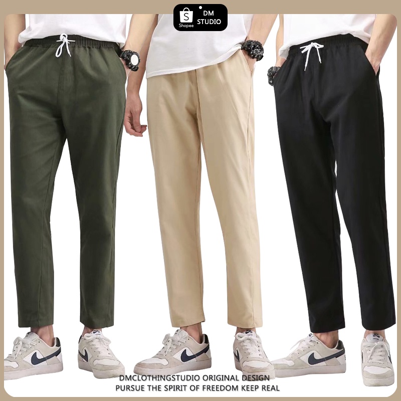 【เสื้อผ้า DM】กางเกงขายาวทรงตรงทรงหลวมสไตล์เกาหลีสำหรับผู้ชาย S-5XL