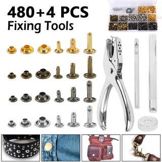 480 Set Snap Fasteners Kit with Rivet Punch Base Punch Pliers DIY Snap fasteners Kit for Clothes Jackets Jeans