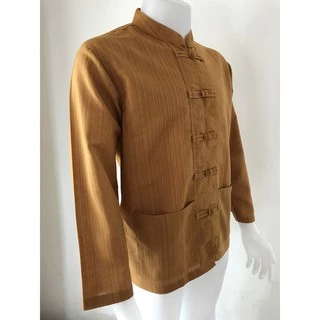 เสื้อผ้าฝ้าย ผ้าพื้นเมือง (TC สายรู้ง) คอจีน กระดุมจีน แขนยาว