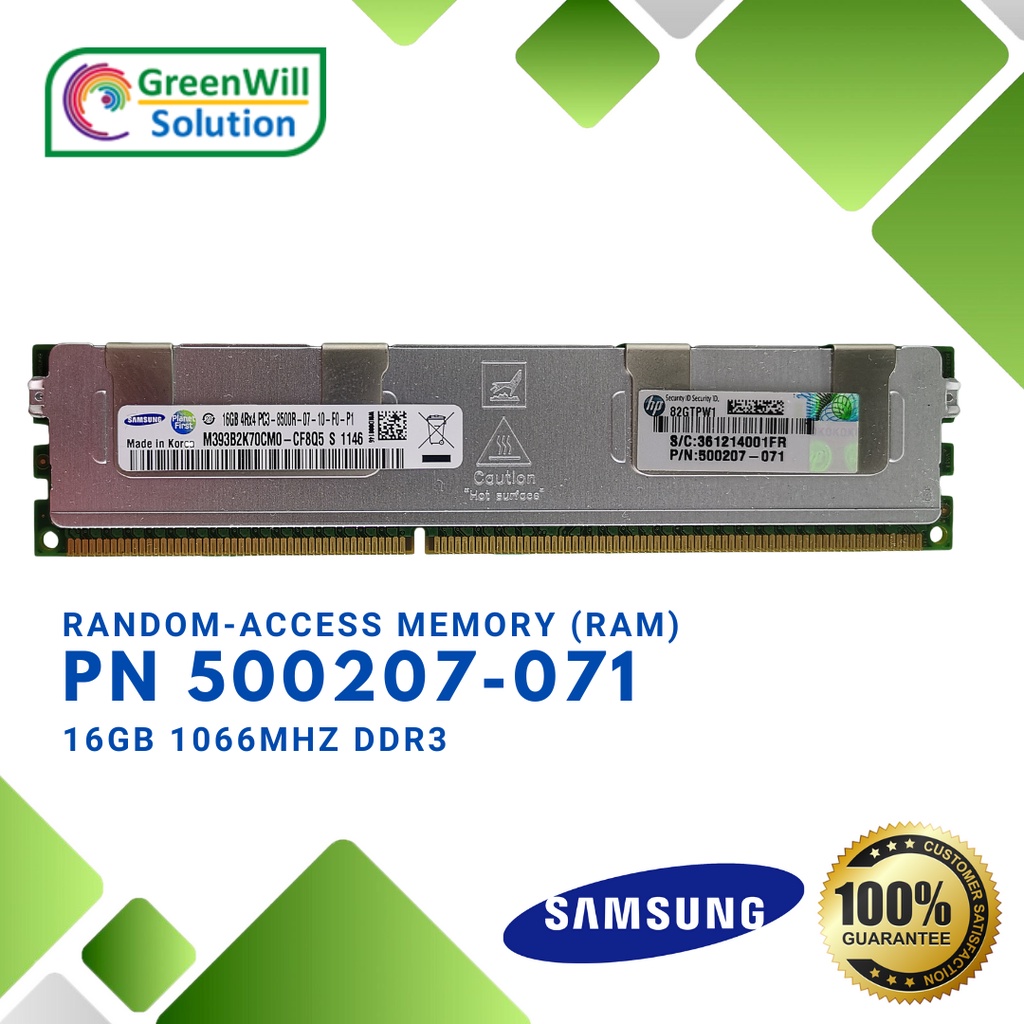 RAM HP Proliant Memory 16-GB PC3-8500 501538-001,500207-071 DDR3
