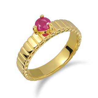 Mizuchol-แหวนเงินแท้ชุบทองคำแท้18K ประดับพลอยทับทิม Her Red Lips Ring - Ruby