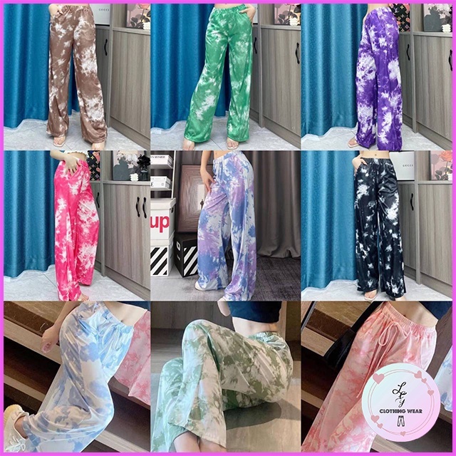 ** พร้อมส่ง ** กางเกงขายาว กางเกงลายมัดย้อม ใส่สบาย สีสวย