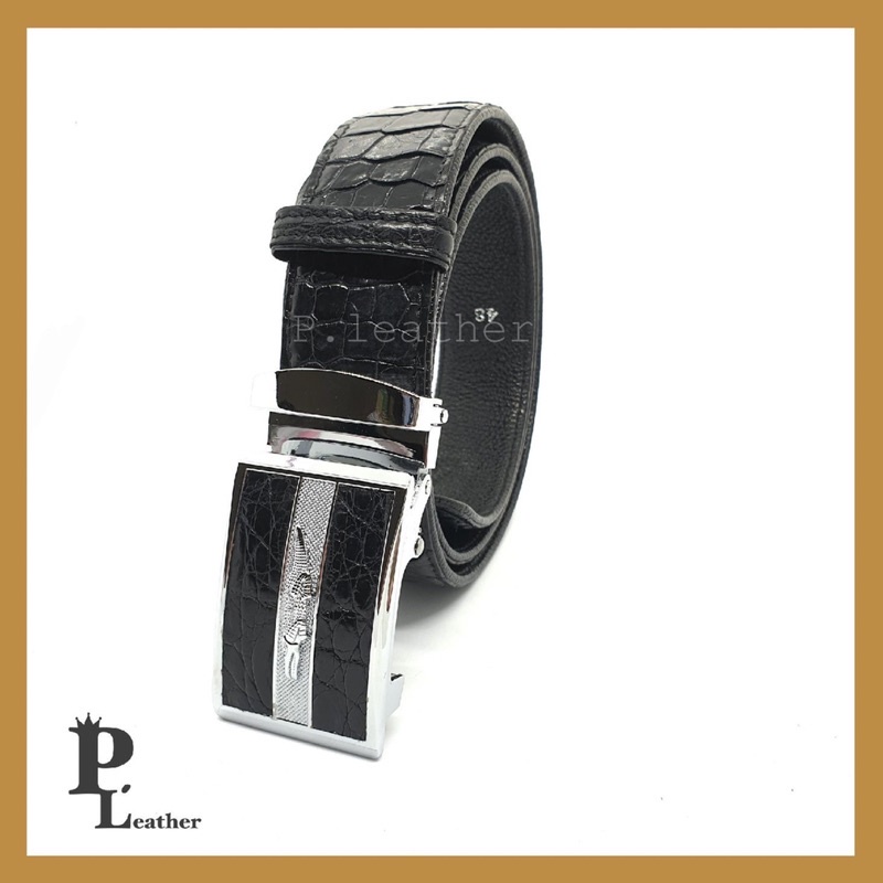 P.leather เข็มขัดหนังจระเข้แท้ 1.5 นิ้ว คละลาย เข็มขัดหนังแท้ เข็มขัดผู้ชาย งานคุณภาพ หนังแท้ แท้