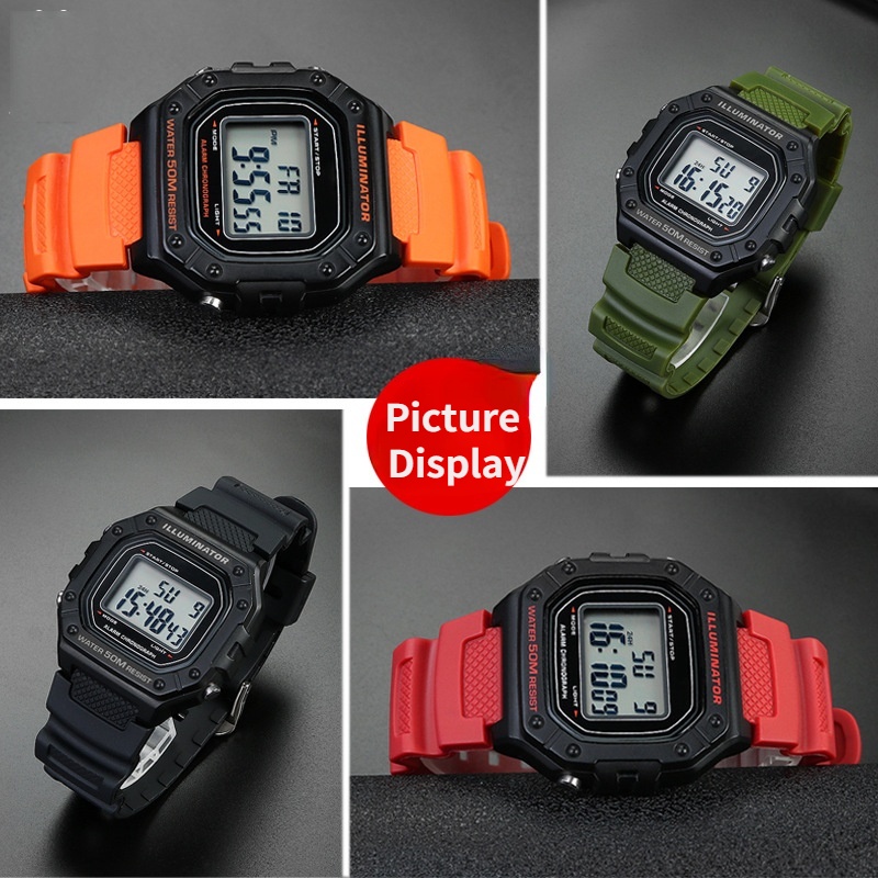 Yifilm สายนาฬิกาข้อมือ ยางซิลิโคนเรซิ่น 18 มม. สําหรับ Casio Watch W-218H 216H W-219 \W-800H 735H W-215 F-108 AE1200 AE-1300 AE-1000W AQ-S810W