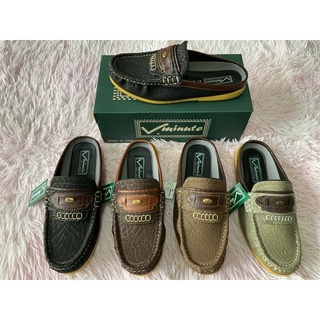 รองเท้าคัทชูผู้ชายแนว-Moccasin(มอคคาซิน)เปิดส้นลายช้าง-V.minute(วี.มินิท)เย็บจริงทุกคู่-Model:716