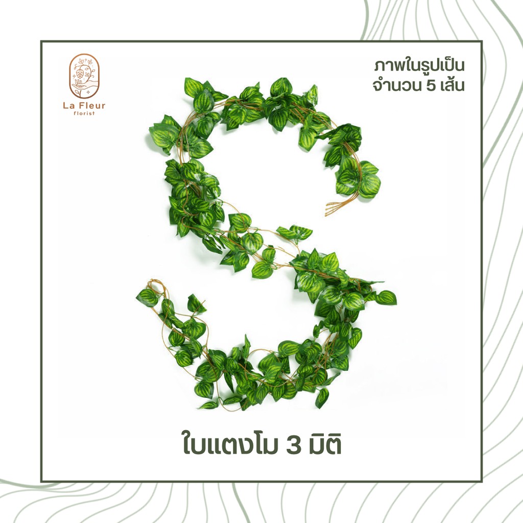 รุ่น 3 มิติ แพค5เส้น เถาวัลย์ใบไม้ปลอม ใบไม้ประดิษฐ์  ยาว 230 ซม.  พวงใบไม้ พวงเถาวัลย์ประดิษฐ์ ใบองุ่น พลูด่าง เมเปิ้ล - รูปที่ 4