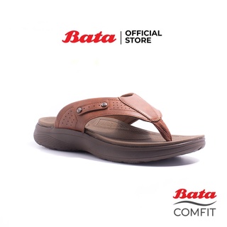 Bata Comfit บาจา คอมฟิต รองเท้าแตะหูหนีบแฟชั่น เพื่อสุขภาพ รองรับน้ำหนักเท้าได้ดี สวมใส่ง่าย สำหรับผู้ชาย รุ่น Feat สีน้ำตาล 8714060