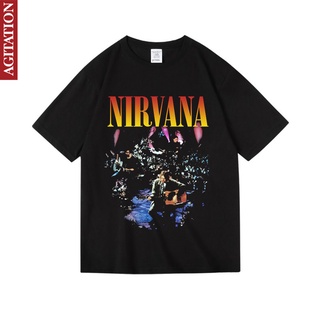 เสื้อยืดสีขาว▤♠อเมริกันพิมพ์ nirvana KurtCobain Kurt Cobain 93 unplugged cotton ผู้หญิงและผู้ชาย unisex เสื้อยืดS-4XL