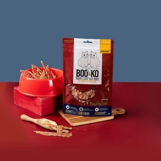 BOO&KO ขนมแมว เนื้อไก่อบแห้งชิ้นเล็ก 60 กรัม [6ถุง]