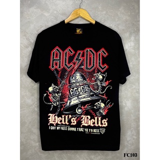 Acdcเสื้อยืดสีดำสกรีนลายFC103