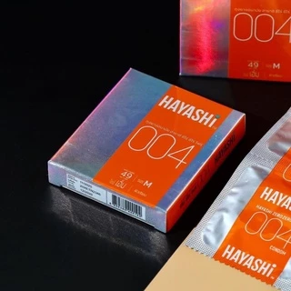Hayashi 004 ถุงยางอนามัย ฮายาชิ แบบกระชับ ขนาด 49 มม. บาง 0.04 มม.( 6 กล่อง)