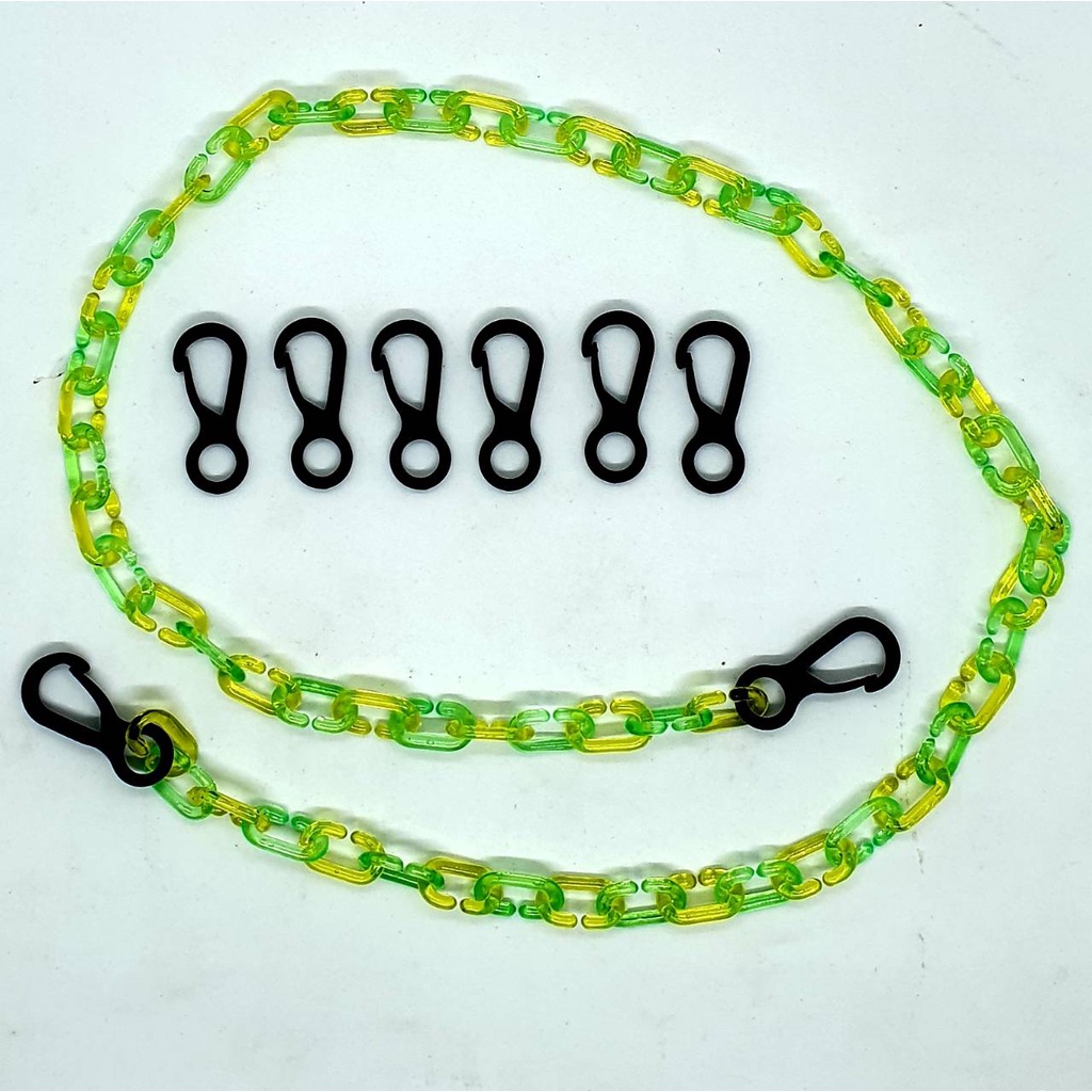 โซ่หมากเก็บ โซ่พลาสติกตัวซี (แถม ตะขอร้อยแมส 3 คู่ )ขนาดเล็ก สีใส แยกสี 670 pcsต่อกันยาว 8.40 เมตร - รูปที่ 3