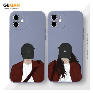 GUMAN เคสคู่ เคสไอโฟน คู่รัก ขอบเหลี่ยมกันกระแทกซิลิโคนนุ่มการ์ตูนน่ารักตลก เคสโทรศัพท์ Compatible for iPhone 14 13 12 11 Pro Max SE 2020 X XR XS 8 7 6 6S Plus พลัส XYM507