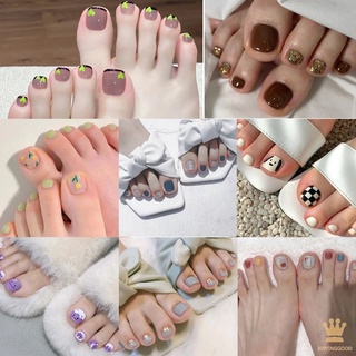 เล็บปลอม เคลือบเงา สําหรับผู้หญิง 24 ชิ้น