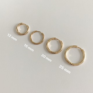 A.piece ต่างหูก้านเงินแท้ [silver 925 pin &amp; 14K gold] Basic Hoop (135)