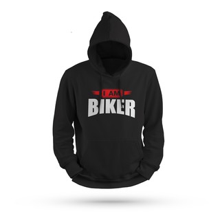 สกรีนเสื้อ77DESIGN เสื้อฮูด I AM BIKER  เลือกไซส์ได้ unisex