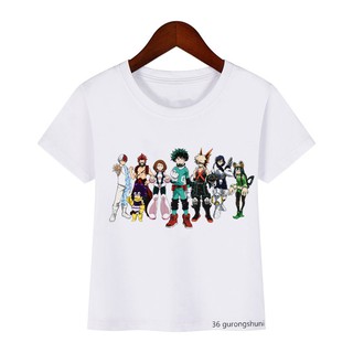 เสื้อยืด พิมพ์ลายการ์ตูนอนิเมะ My Hero Academia น่ารัก สีขาว สไตล์ญี่ปุ่น ฮาราจูกุ แนวสตรีท เหมาะกับฤดูร้อน สําหรับเด็กผู้ชาย ผู้หญิง