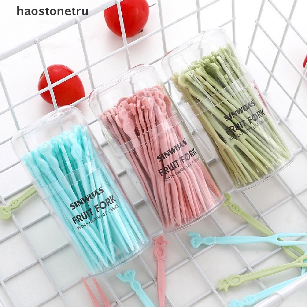 Ost 50 ชิ้นการ์ตูนส้อมผลไม้พลาสติกไม้จิ้มฟัน Bento กล่องอาหารกลางวันสําหรับเด็ก, ปาร์ตี้วันเกิด, เค้ก, ของหวาน, ส้อม, เลือก N