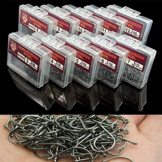 100Pcs/Set Carbon Steel Fish Bait Fishing Hooks Durable Head Fishing tackle