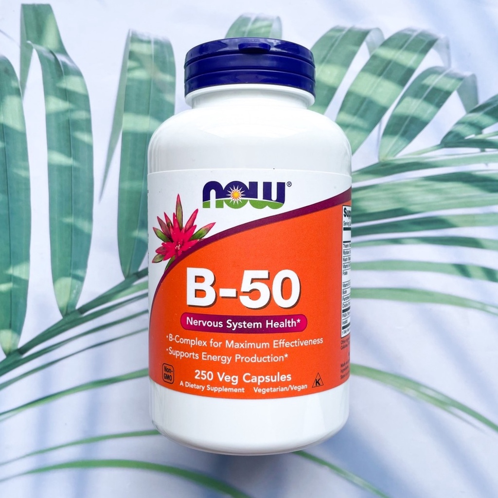 วิตามินบีคอมเพล็ก B-50 วิตามินบีรวม 250 Veg Capsules (Now Foods®) บำรุงกำลัง & ระบบประสาท B50