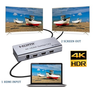 โปรเจคเตอร์ 4K 60hz Ultra HD HDMI 2.0 Splitter 1x2 1 In 2 Out HDCP HDR 4K@30 1080P Dual Display สําหรับ PS4 Xbox DVD PC TV Box Monitor Projector