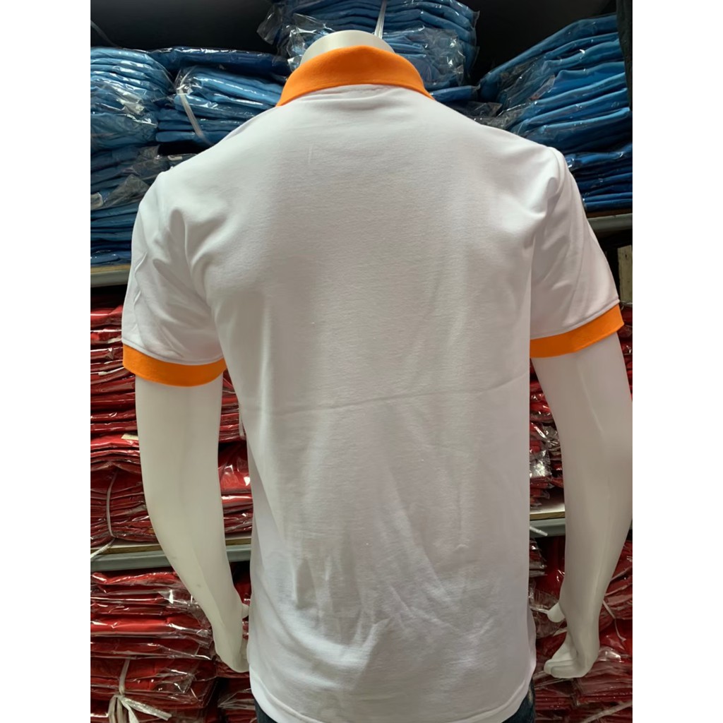 เสื้อโปโลสีขาวปกสีส้ม ปลายแขนจั๊มสีส้ม เสื้อโปโลทำงาน รูปที่ 3