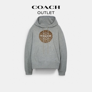 Coach เสื้อกันหนาวลําลอง ผ้าฝ้าย มีฮู้ด ลายโลโก้คลาสสิก สําหรับทุกเพศ