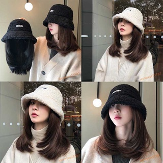 พร้อมส่ง👯วิกผม หมวกวิกผม ผมสีน้ำตาลเข้ม ถอดไม่ได้ Wig cap สวมใส่ง่าย แฮร์พีชผม