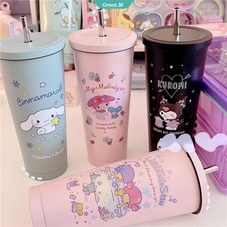 SANRIO แก้วน้ํา มีฉนวนกันความร้อน ลายการ์ตูน Hello Kittys Kuromi My Melody Cinnamonroll น่ารัก ขนาด 750 มล. แบบพกพา