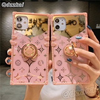 เคสโทรศัพท์มือถือทรงสี่เหลี่ยมพร้อมกระจกสีชมพูสําหรับ Xiaomi Redmi Note 9s 10s 7 8 9 10 Pro Max 4G 8T Note 10 Pro 5G Redmi 9 9A 9C 9T 8 8A 7 7A