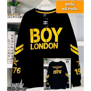 จัดส่งเร็วมาก : เสื้อยืด Boy เสื้อยืดหญิงชายใส่ได้ เสื้อยืดลายสกรีนทองตัดดำ แขนสั้นสกรีนหน้า+หลัง อก 36-44 นิ้วใส่ได้